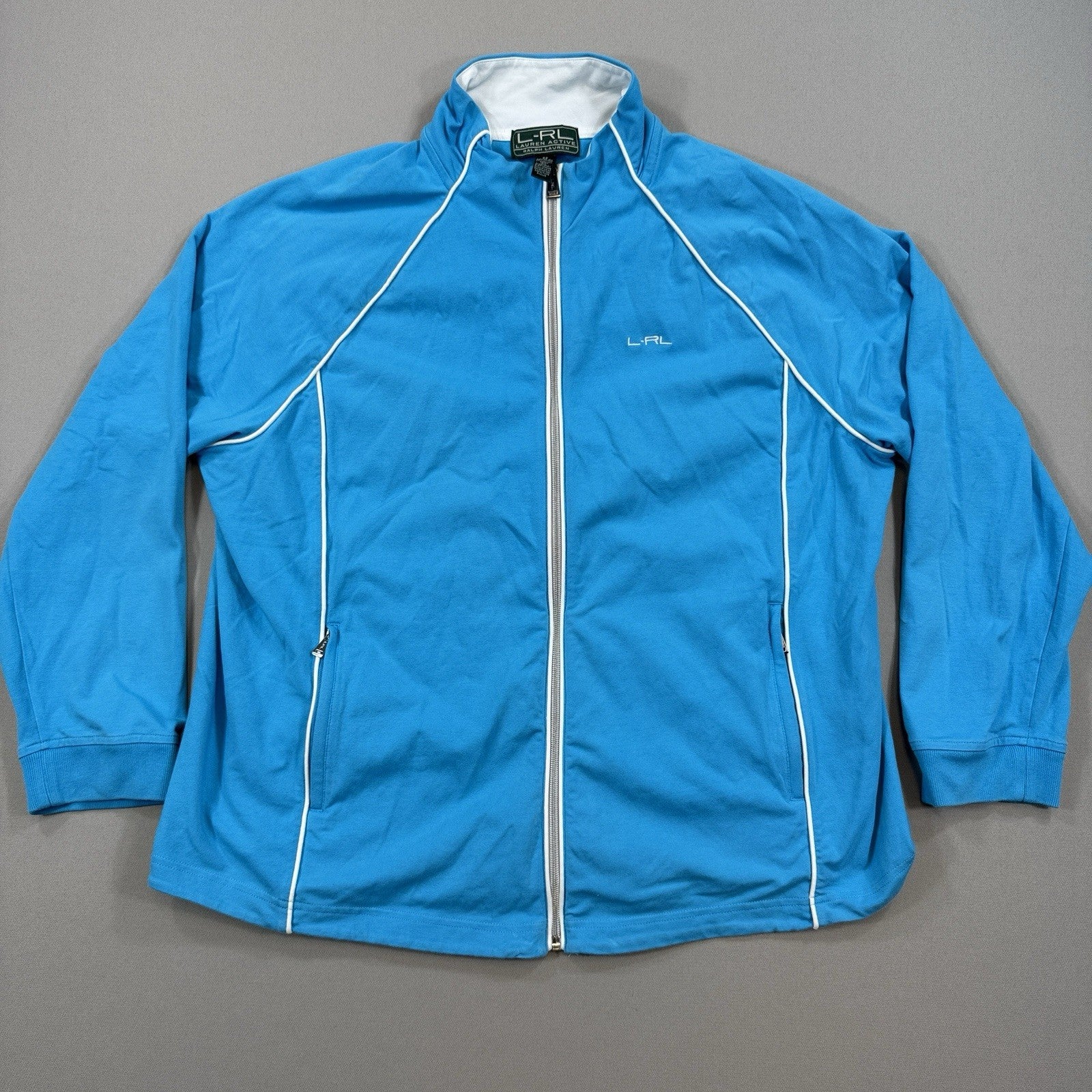 Lauren Ralph Lauren Track Jacket Womens 2X Turquoise Full Zip Activewear Sports