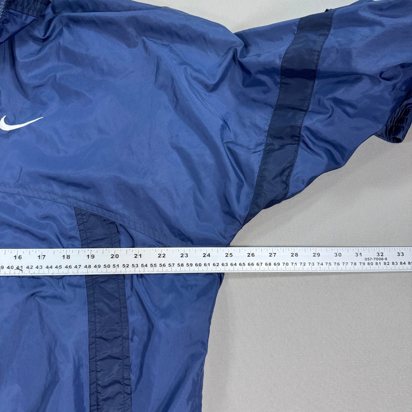 Vintage Nike Windbreaker Jacket mens Large Full Zip Blue Big Swoosh Logo Nylon