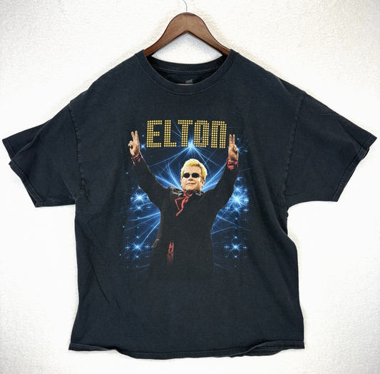 Elton John 2011 Rocket Man Tour T-Shirt Hanes Black Heavy Mens XL