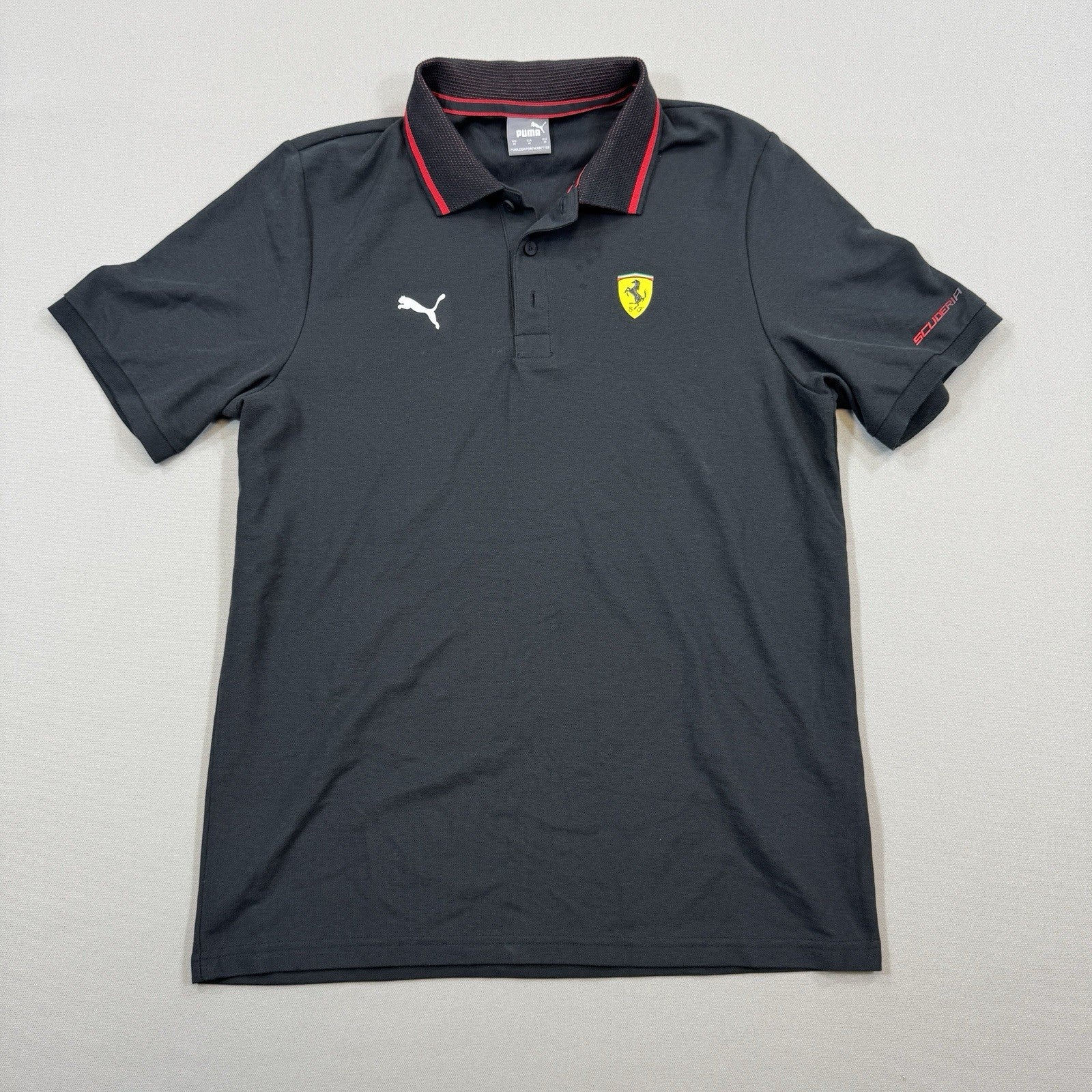 Puma Scuderia Ferrari Race Polo Shirt mens Medium Black Regular Fit Collared