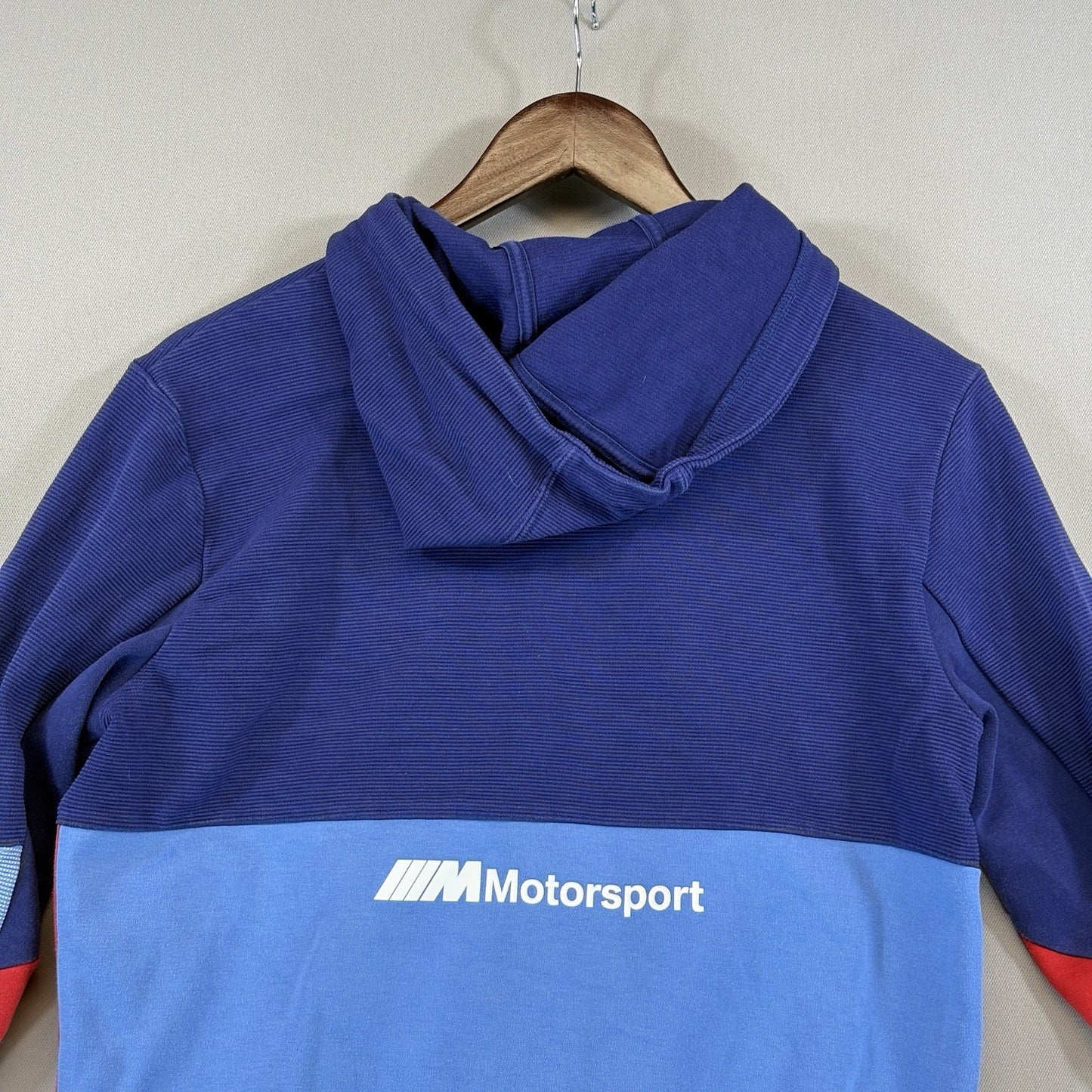 Puma BMW Motorsport Hooded Jacket Mens Blue Red Regular Fit Full Zip Small