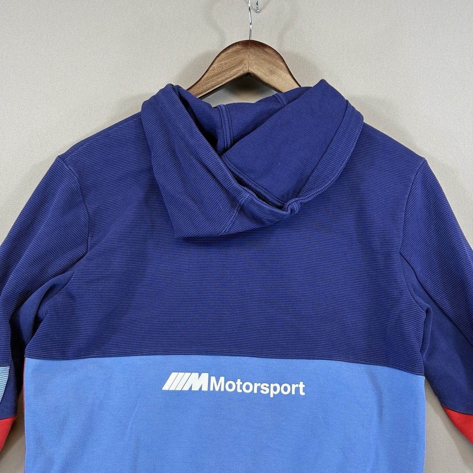 Puma BMW Motorsport Hooded Jacket Mens Blue Red Regular Fit Full Zip Small