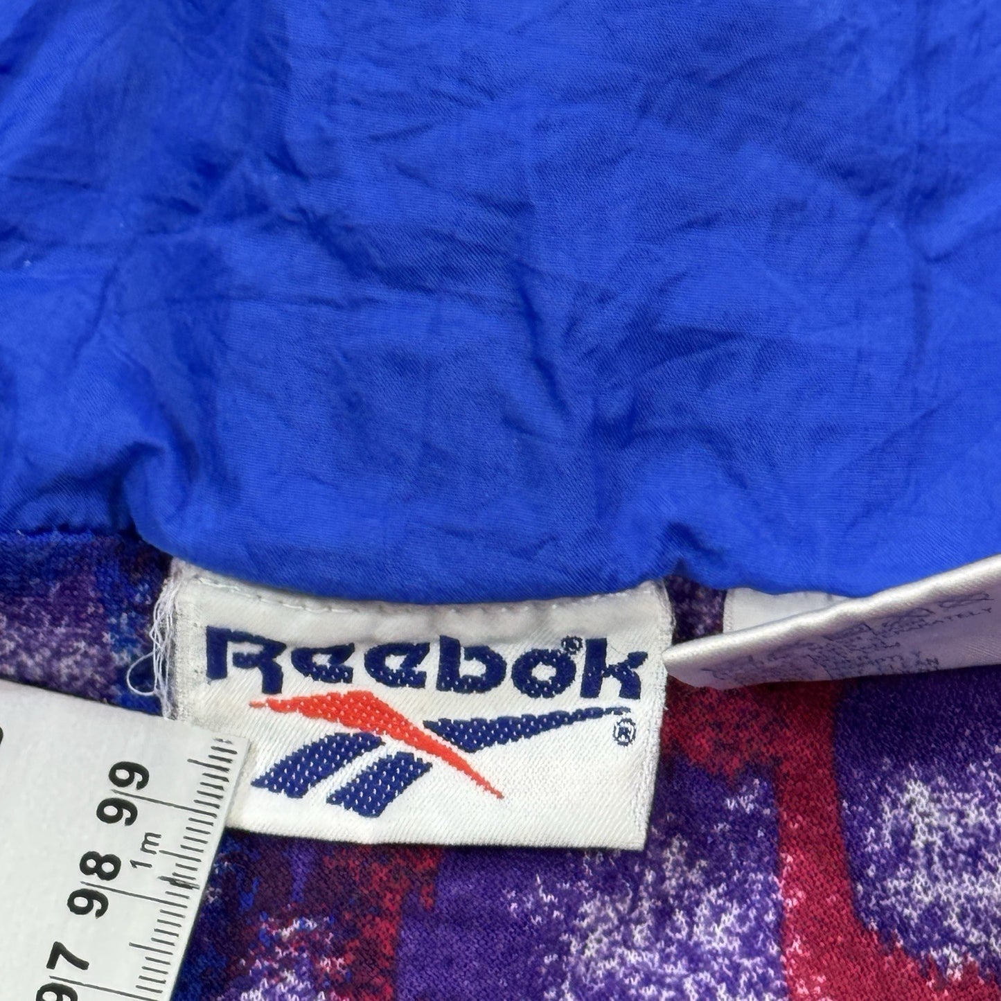 Vintage Reebok Full Zip Windbreaker mens Large Blue Track Jacket 100% Nylon