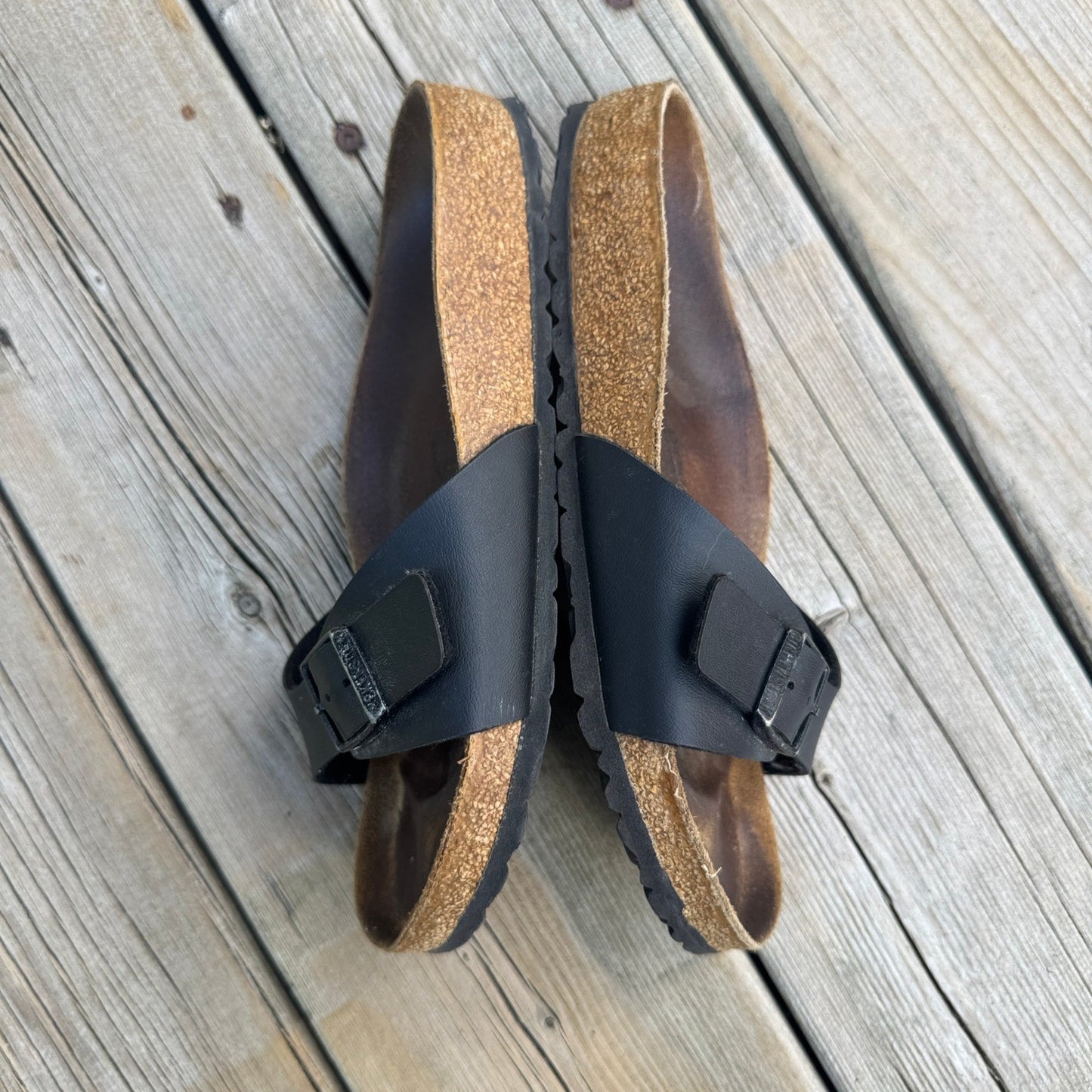 Birkenstock US 8 Madrid One Strap Black Slip On Slides Sandals Womens 36