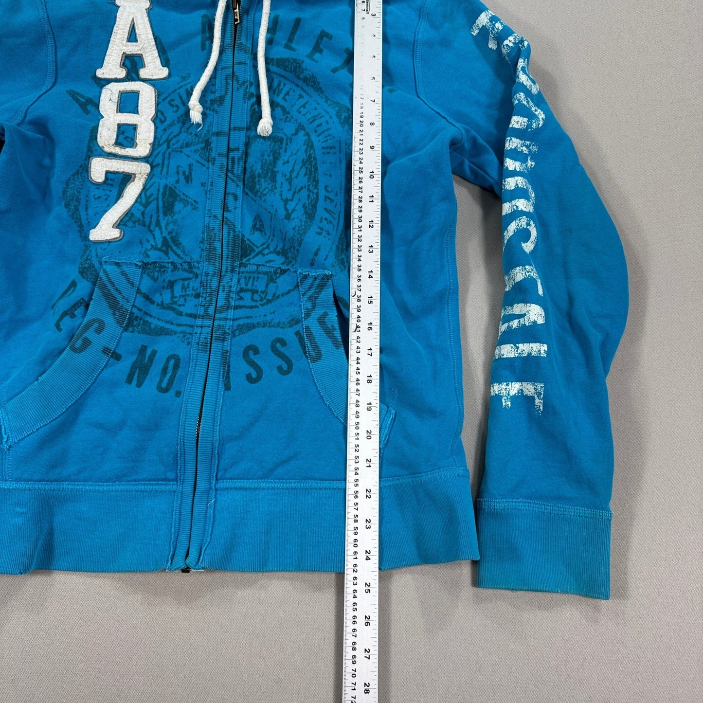 Aeropostale 87 Athletic Full Zip Sweater Womens Medium Blue Sweatshirt Logo