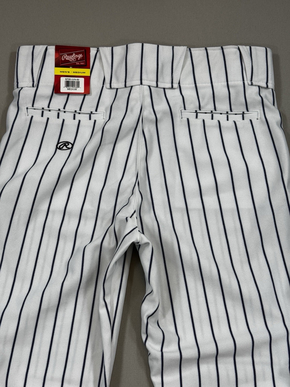 NWT Rawlings Baseball Pants 4x mens Medium Black White Pinstripe Semi-Relaxed
