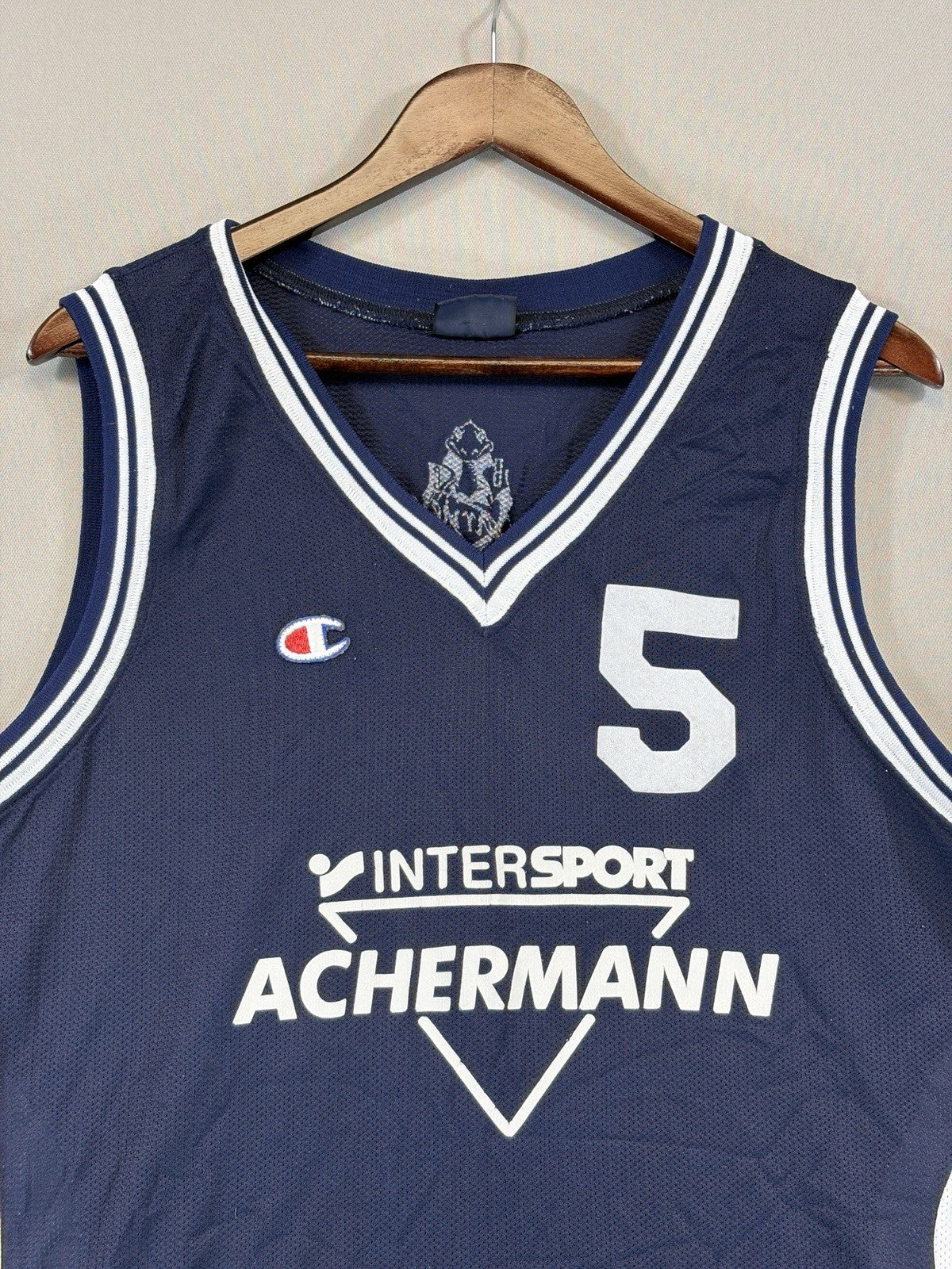 Champion USA Authentic Athletic Intersport Achermann #5 Blue Jersey mens Large