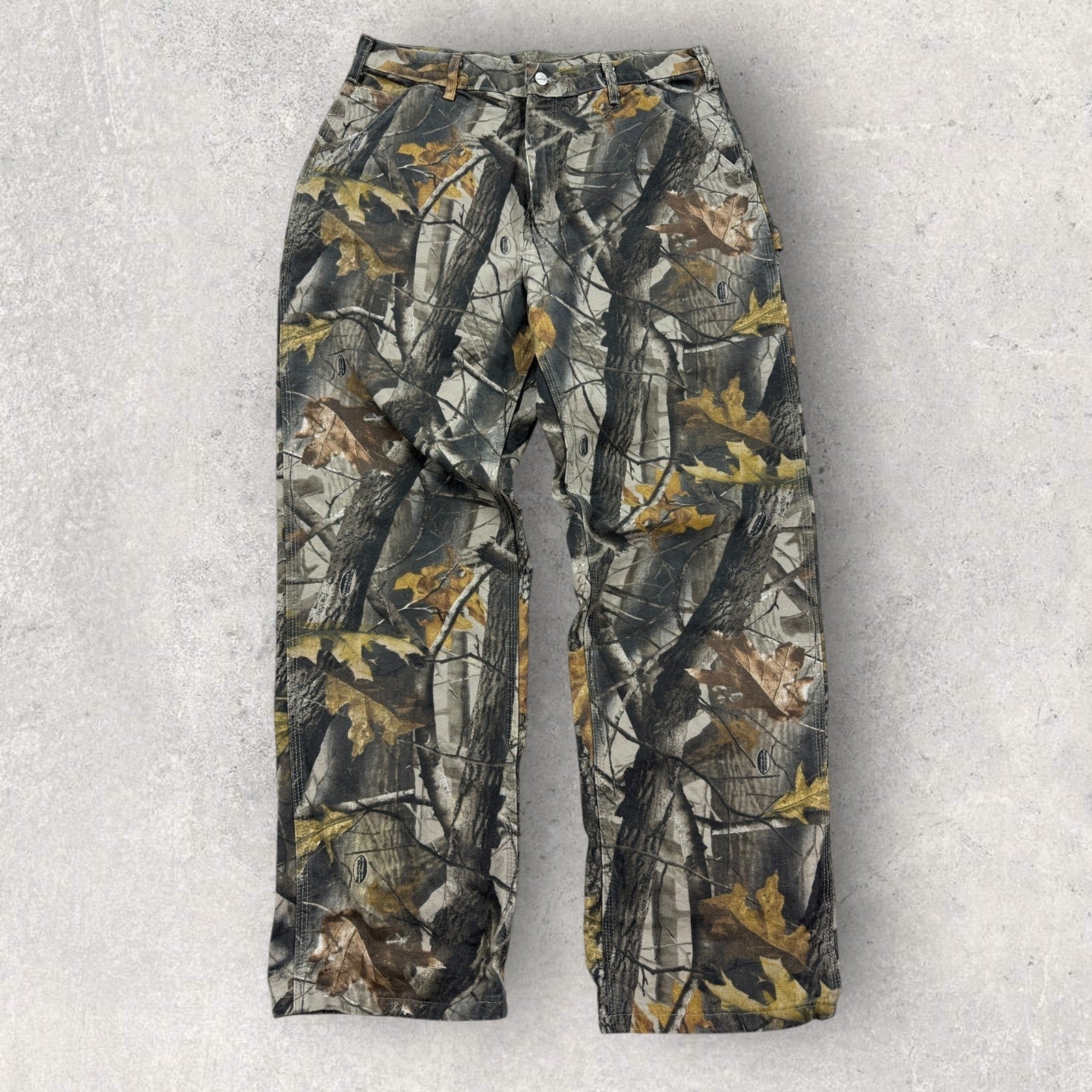 Vintage Carhartt B158 Realtree Camo Pants Dungaree Fit Work Mens 36x32 Carpenter