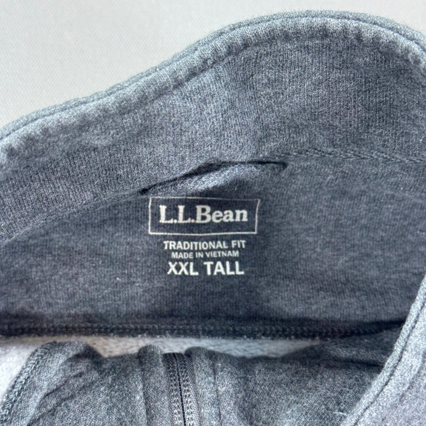 LL Bean Sweater mens 2XLT Gray Quarter Zip Long Sleeve Traditional Fit Pullover