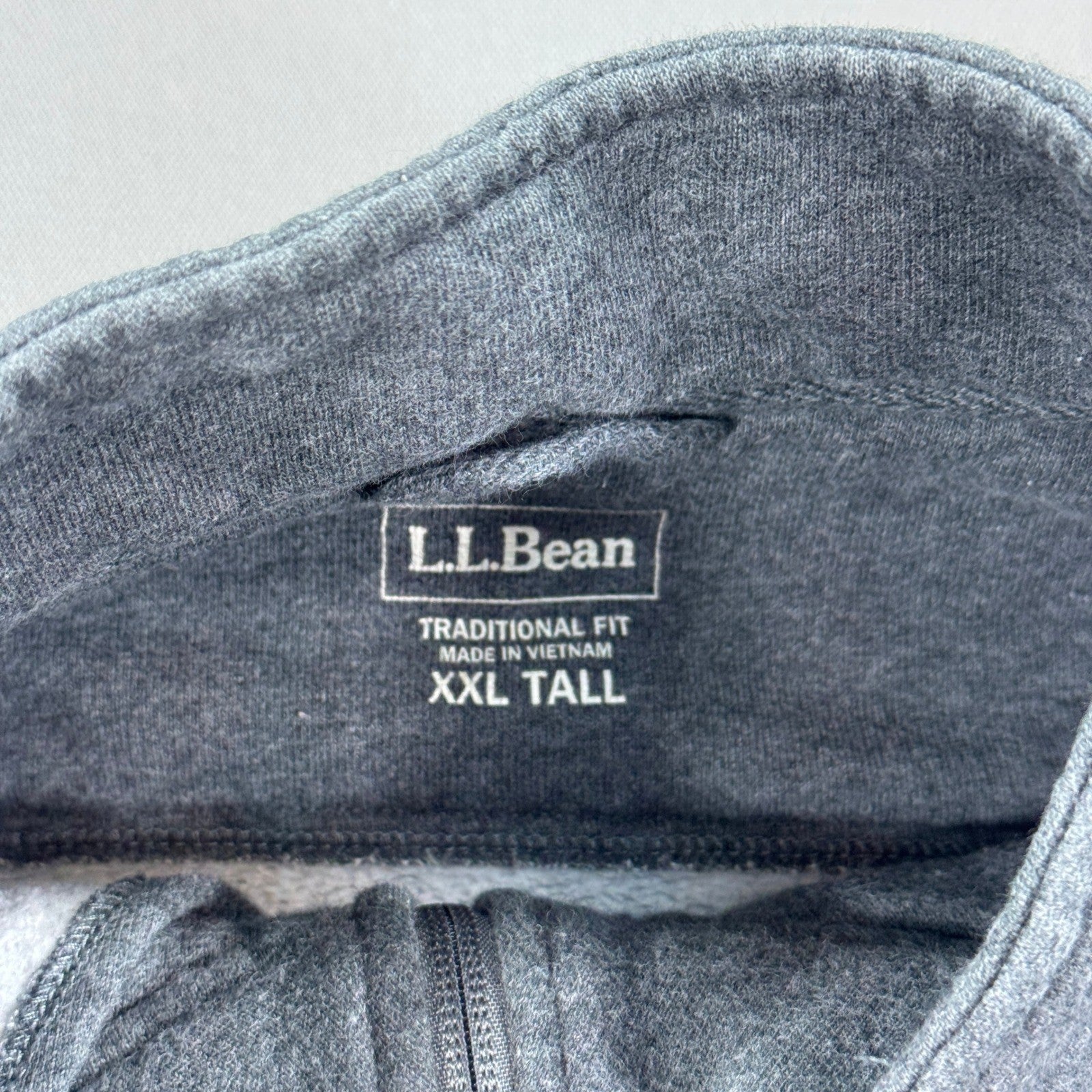 LL Bean Sweater mens 2XLT Gray Quarter Zip Long Sleeve Traditional Fit Pullover