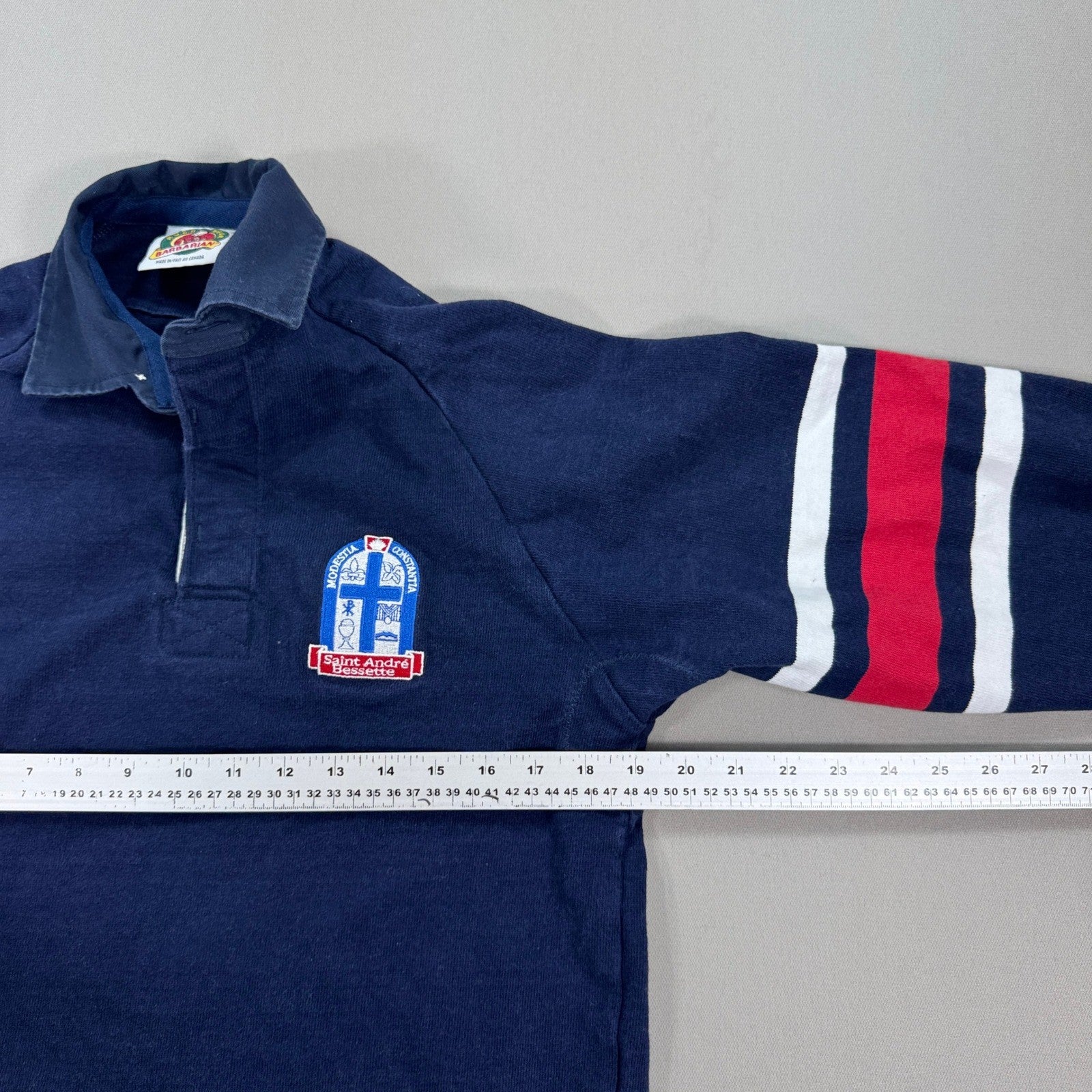 VTG Barbarian Rugby Wear Saint Andre Polo Shirt mens Small Blue Made In Canada