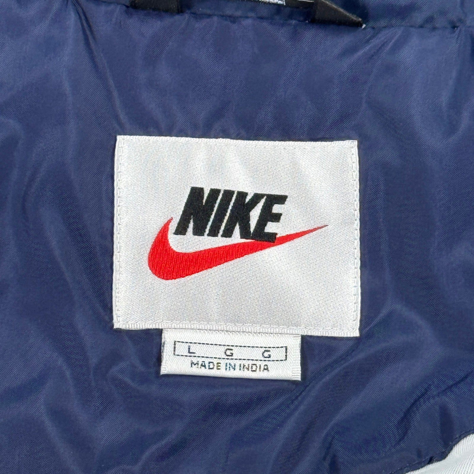 Vintage Nike Windbreaker Jacket mens Large Full Zip Blue Big Swoosh Logo Nylon