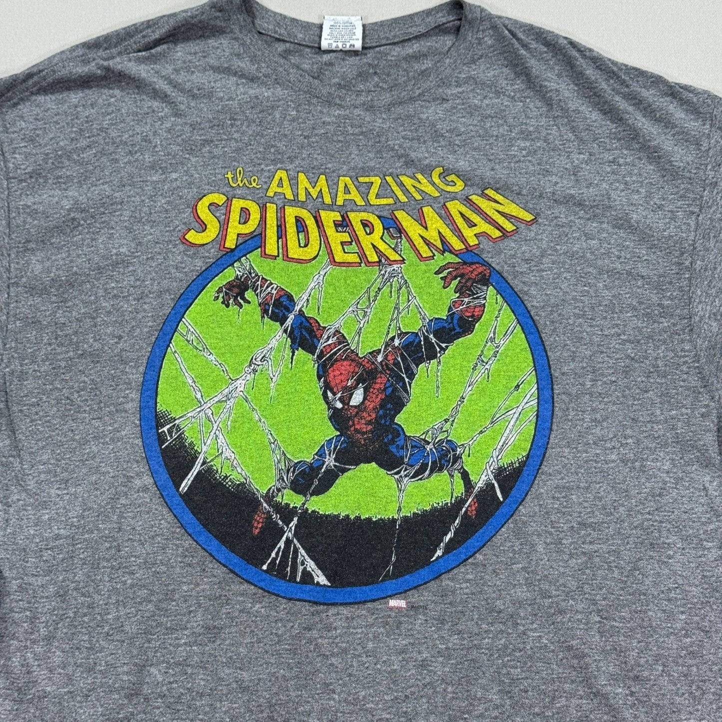Vintage 90s The Amazing Spider Man T-Shirt mens Large Gray Graphic Tee Crewneck