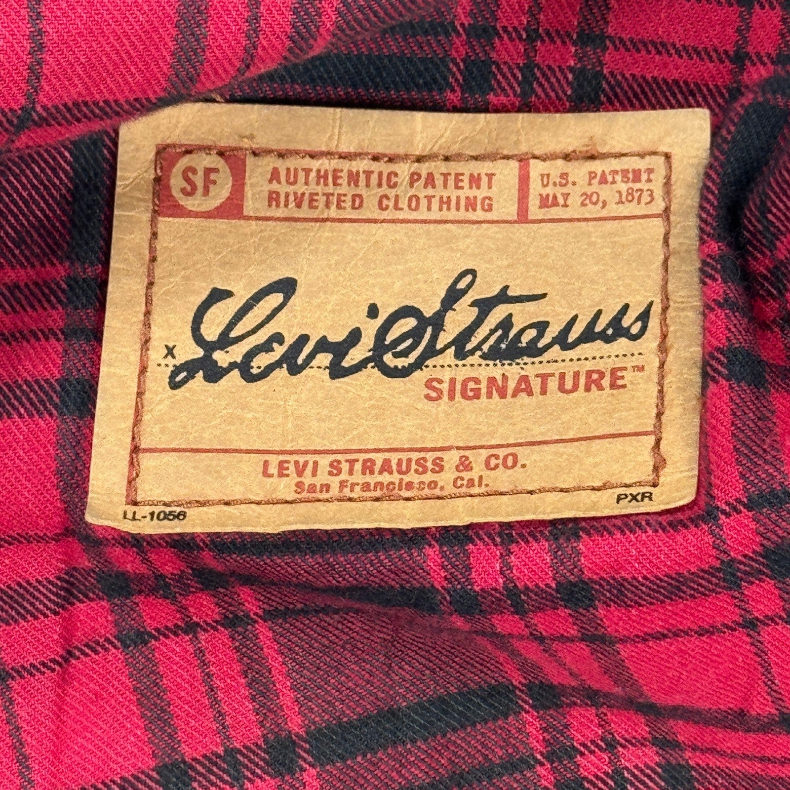 Vintage Levi's Signature Blanket Lined Jacket Womens XL Blue Denim Plaid Flannel