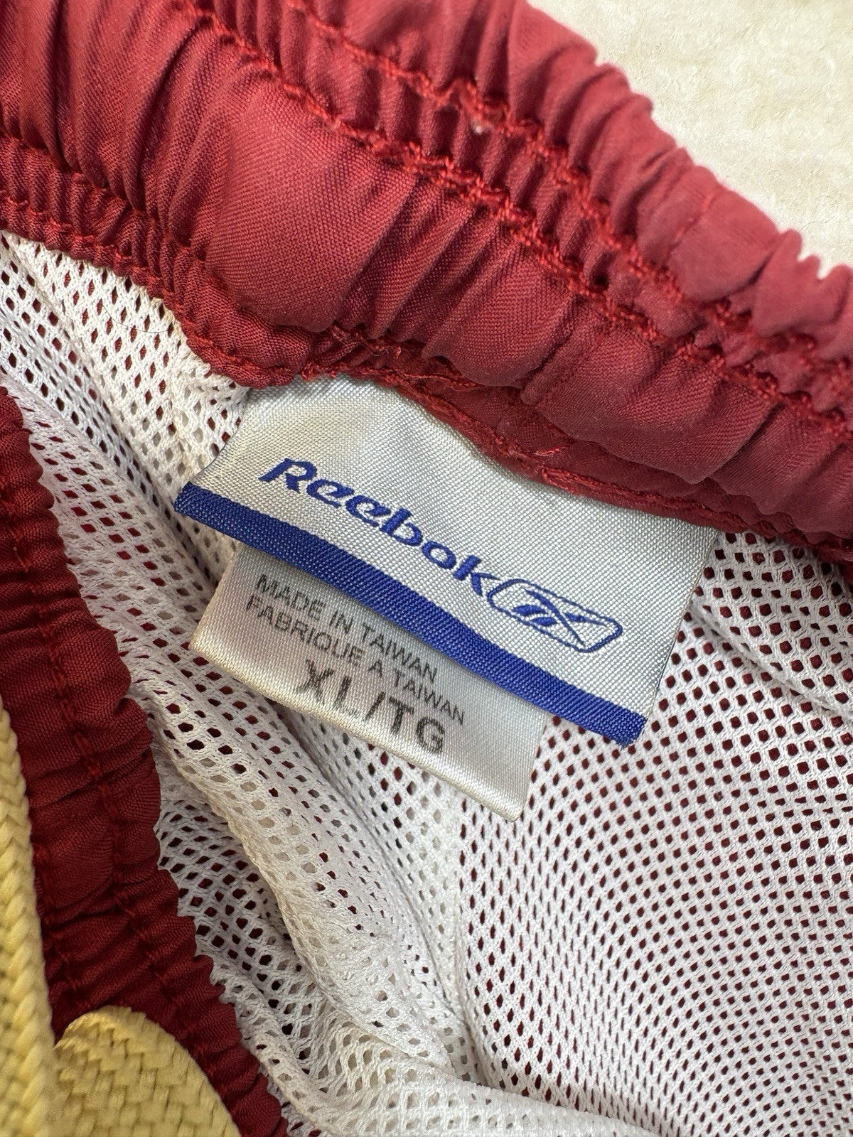 Vintage Reebok  Mesh Lined  Track Pants Mens XL Red Gold Stripe Sports