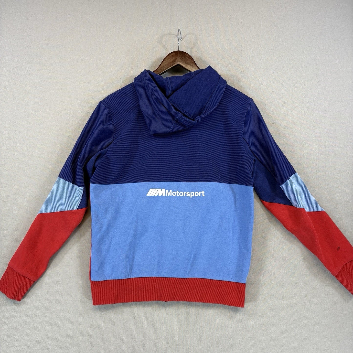Puma BMW Motorsport Hooded Jacket Mens Blue Red Regular Fit Full Zip Small