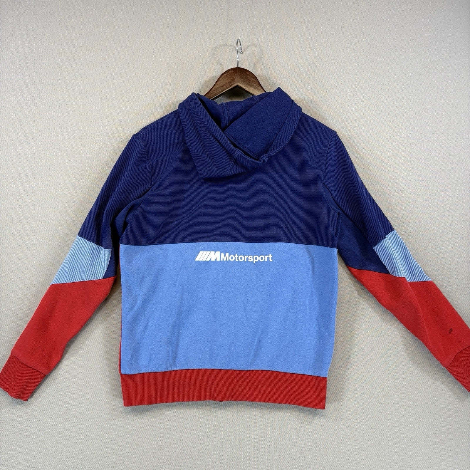 Puma BMW Motorsport Hooded Jacket Mens Blue Red Regular Fit Full Zip Small