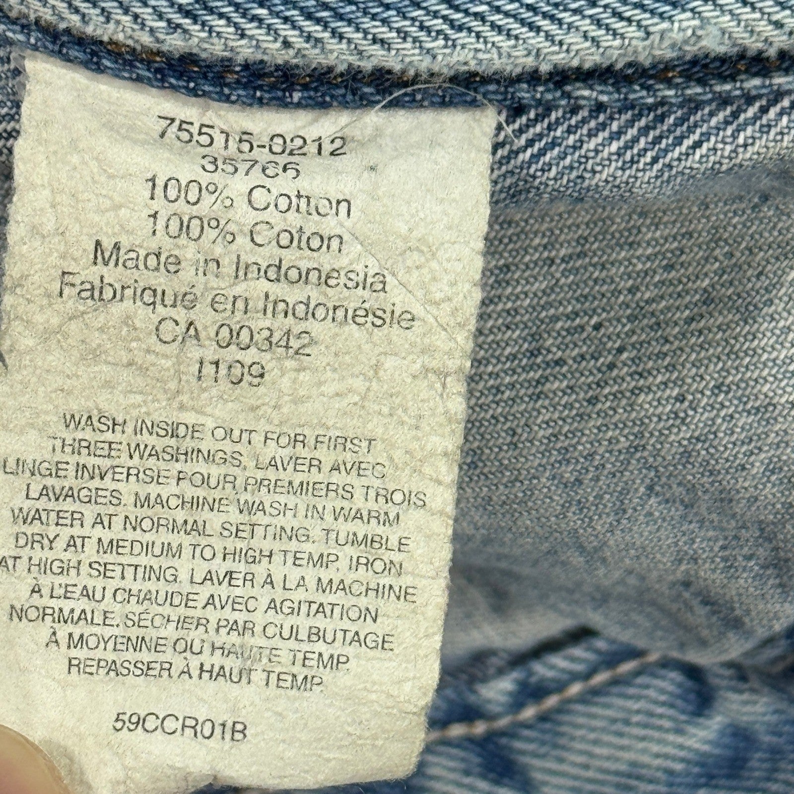 Vintage Levis Denim Trucker Jacket mens Small Light Wash Orange Tab 75515-0212