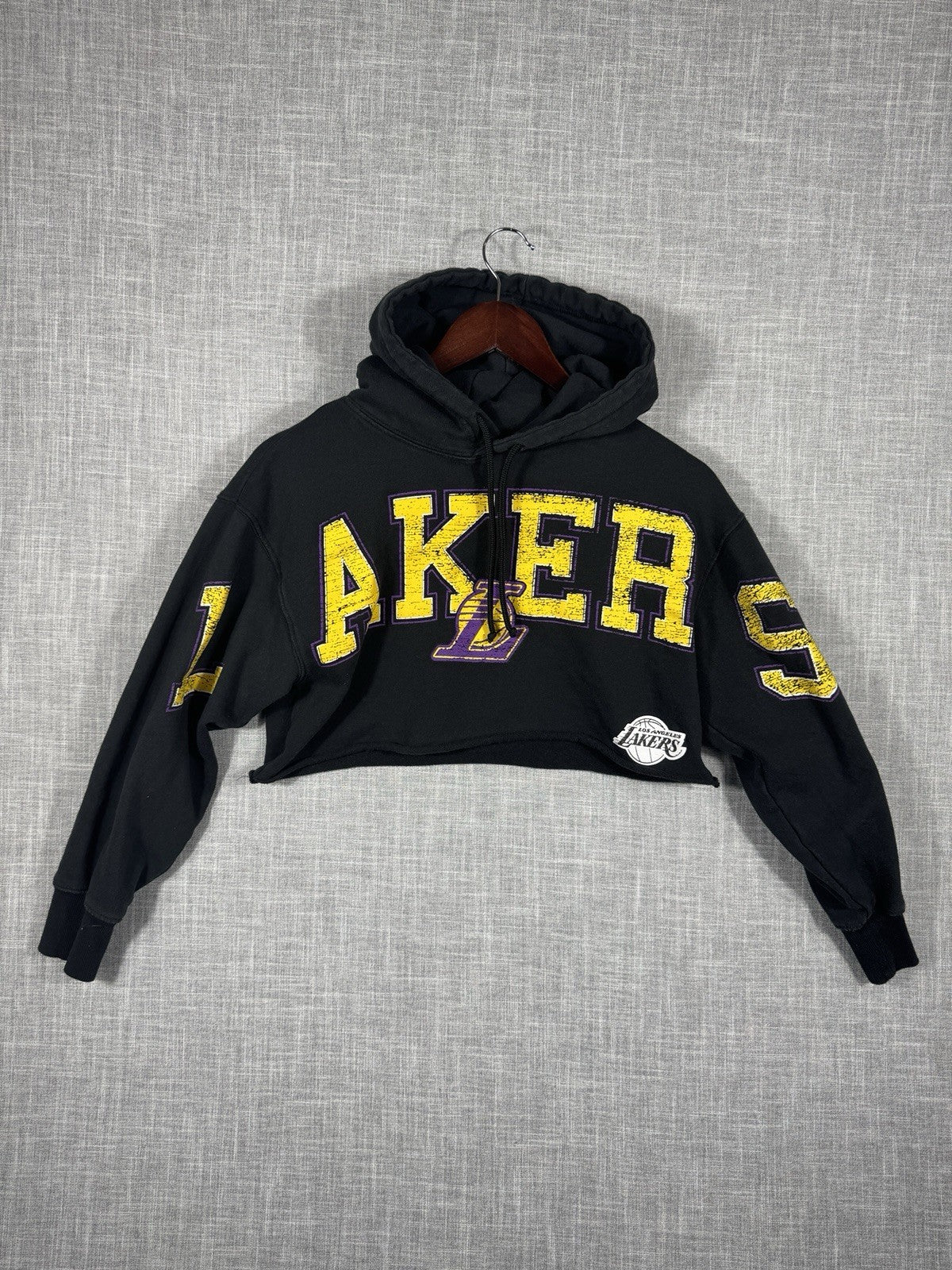 NBA Lakers Y2K Crop Top Hoodie Womens Small Black