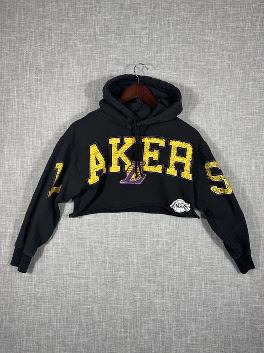 NBA Lakers Y2K Crop Top Hoodie Womens Small Black