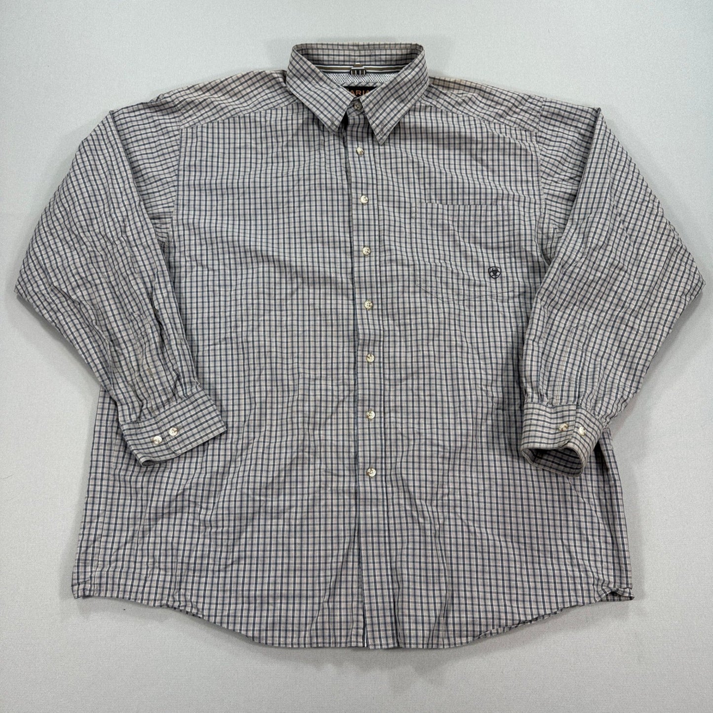 Ariat Pro Series Button Down Shirt mens 2XL Plaid Checkered Long Sleeve
