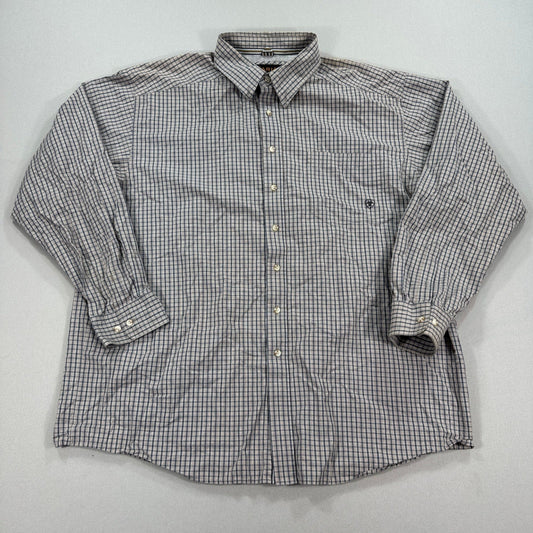 Ariat Pro Series Button Down Shirt mens 2XL Plaid Checkered Long Sleeve