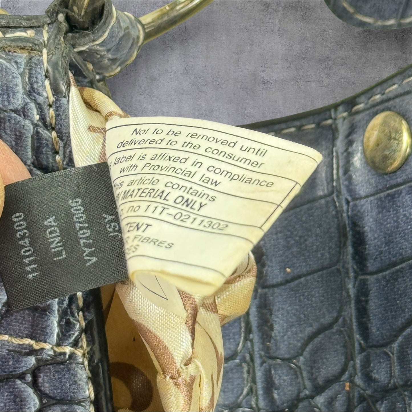 Guess Baguette Shoulder Bag Blue Croc Embossed Stud Detail Large Logo