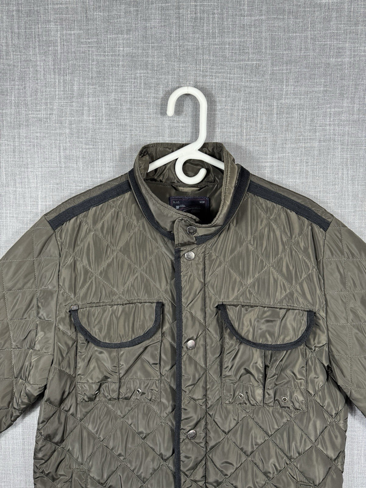 Silver jeans mens Jacket Coat Quilted Elbow Patches Olive Green Rare Size M