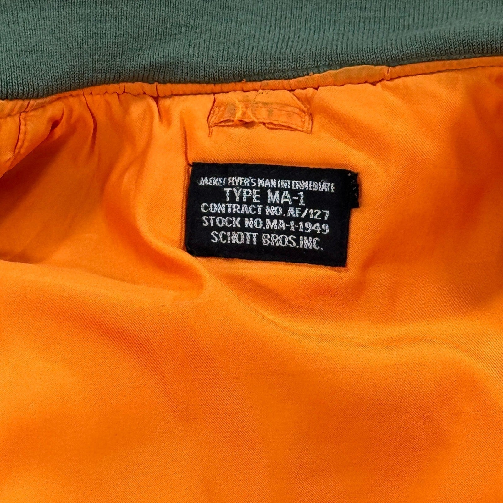 Vintage Schott Bros MA-1 Flight Bomber Jacket mens Medium Olive Green Military