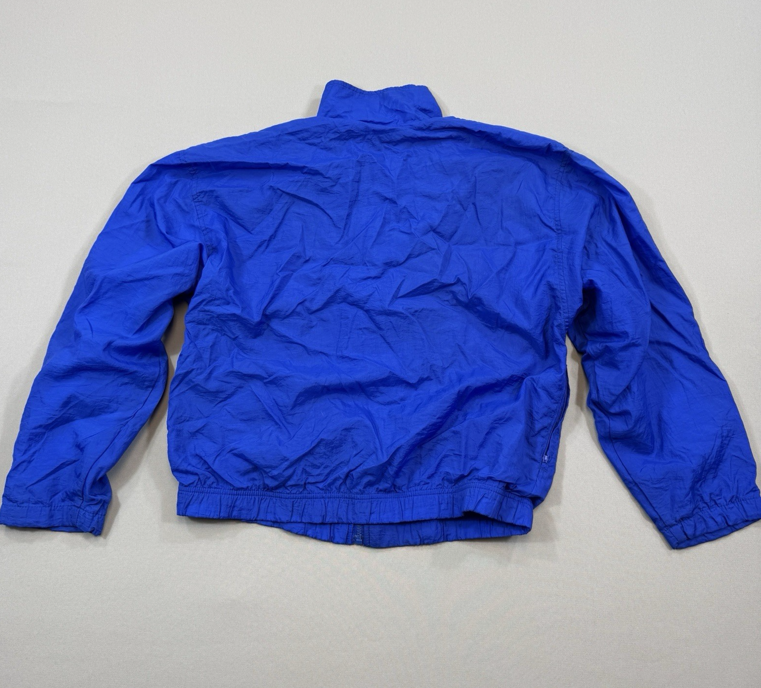 Vintage Reebok Full Zip Windbreaker mens Large Blue Track Jacket 100% Nylon