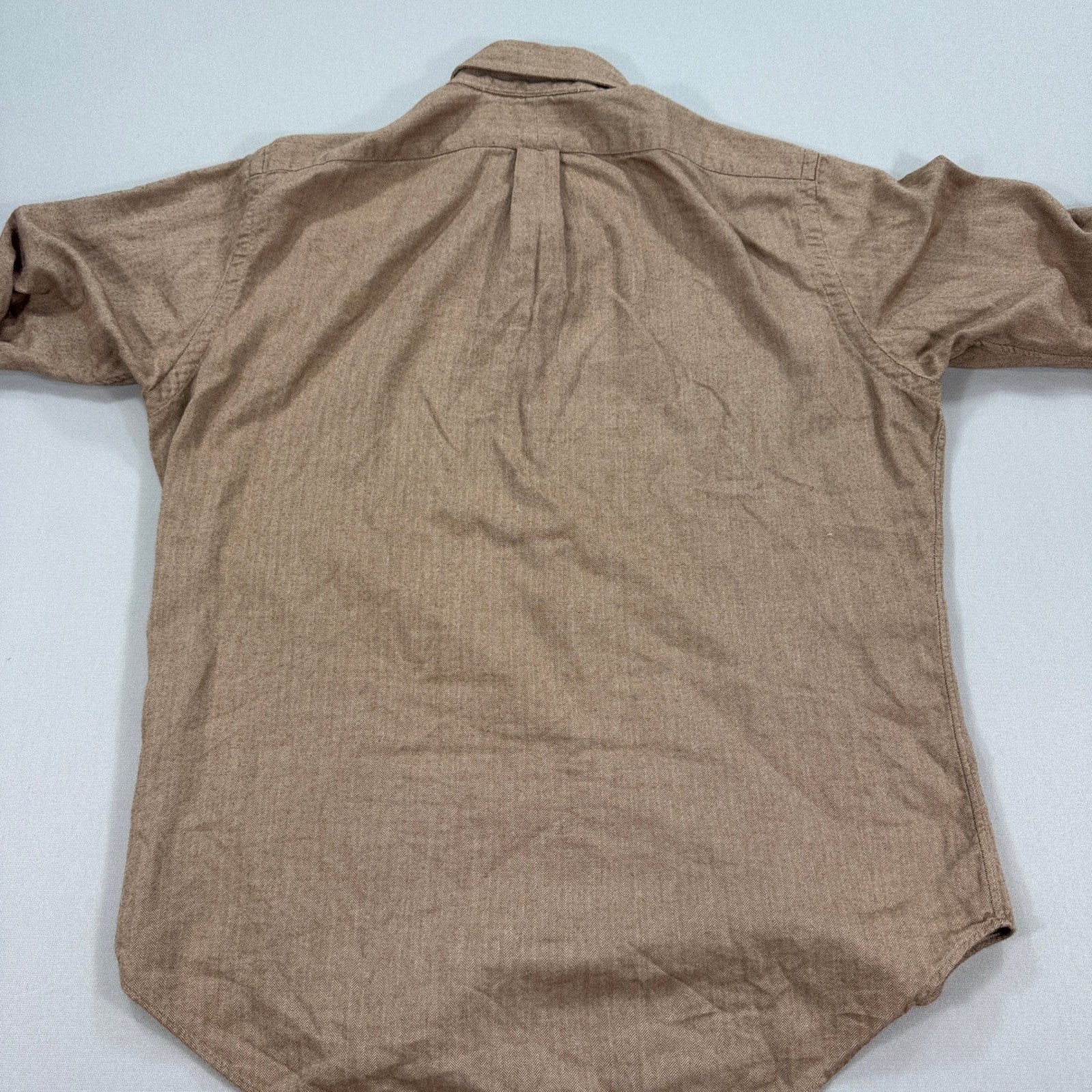 Ralph Lauren Shirt Brown Button Down Herringbone Classic Fit Long Sleeve mens L