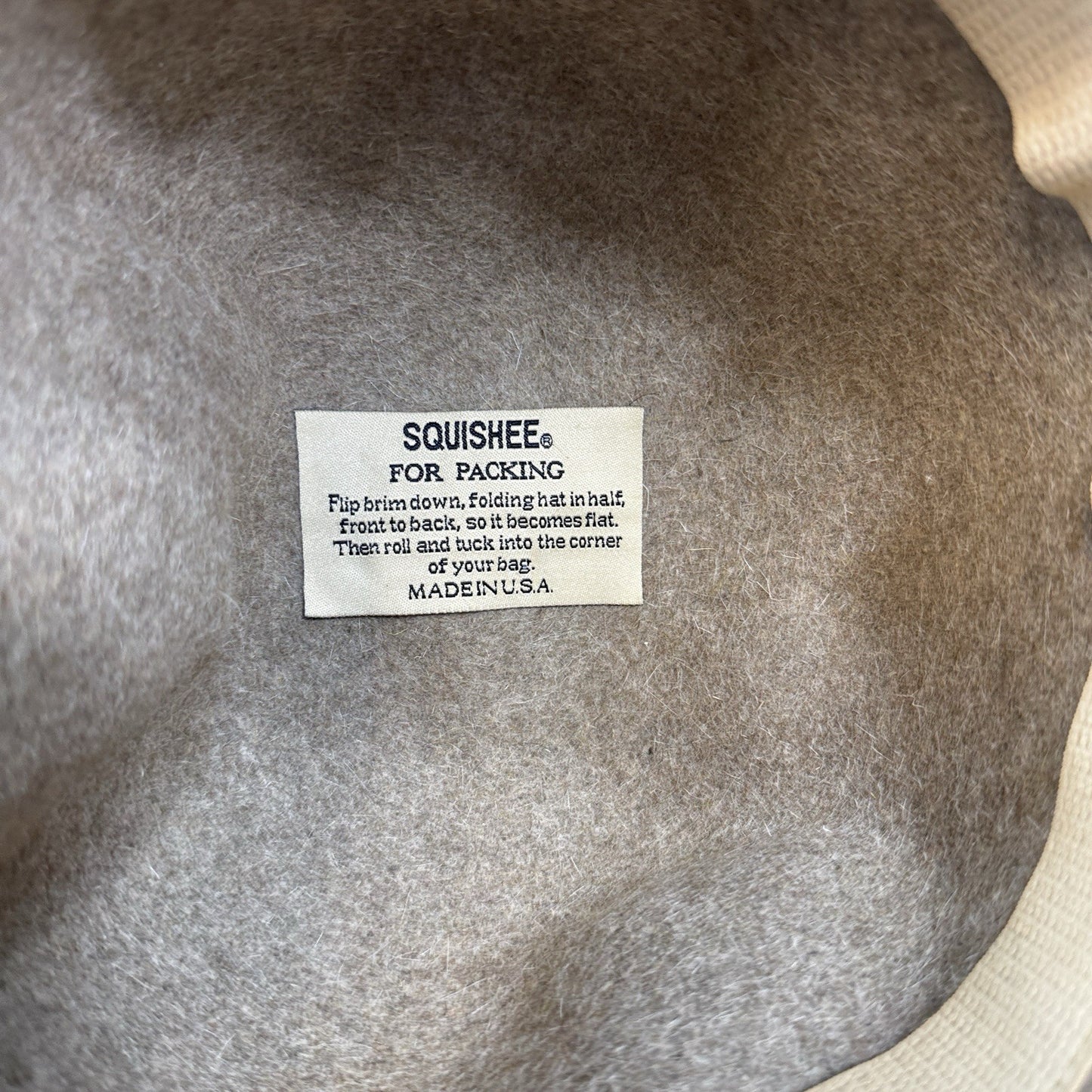 Vintage Eric Javits Squishee Felt Wool Bucket Hat Womens Light Brown Made In USA