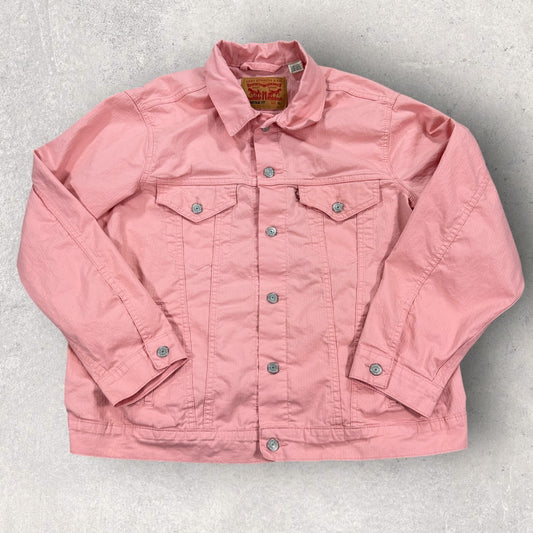 Levi's Denim Trucker Jacket mens XL Peach Pink Vintage Fit Button Down Cotton