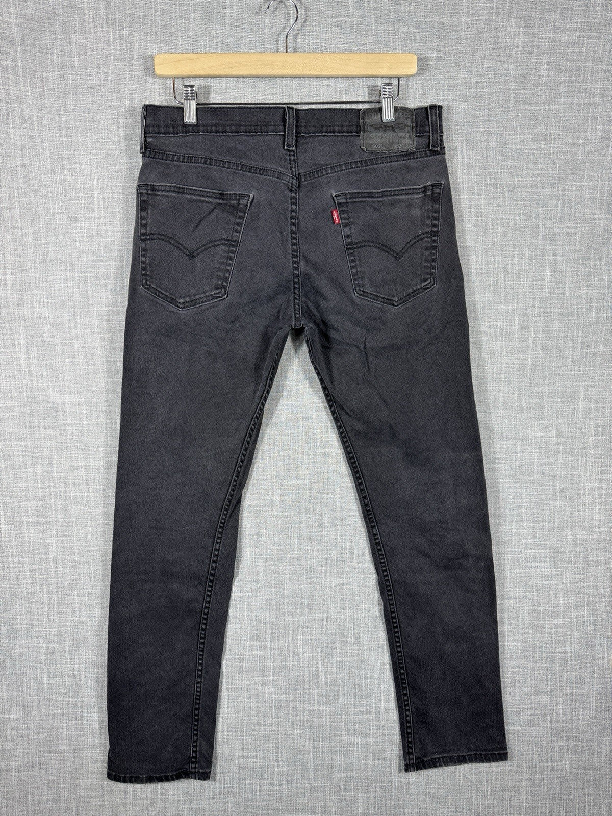 Levi Strauss 502 Straight Stretch Black Jeans Dark Wash Mens 32x32