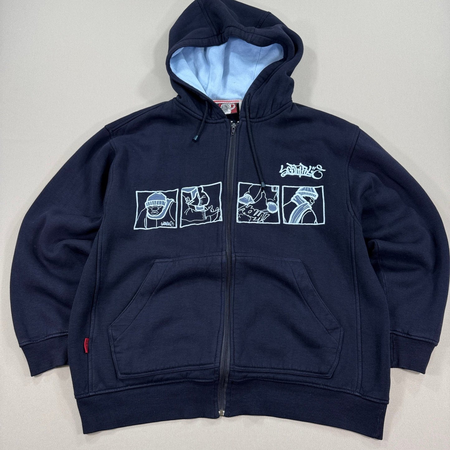 Vintage Y2K South Pole Hoodie Homies Graphitti Spray Paint mens Large Navy Blue