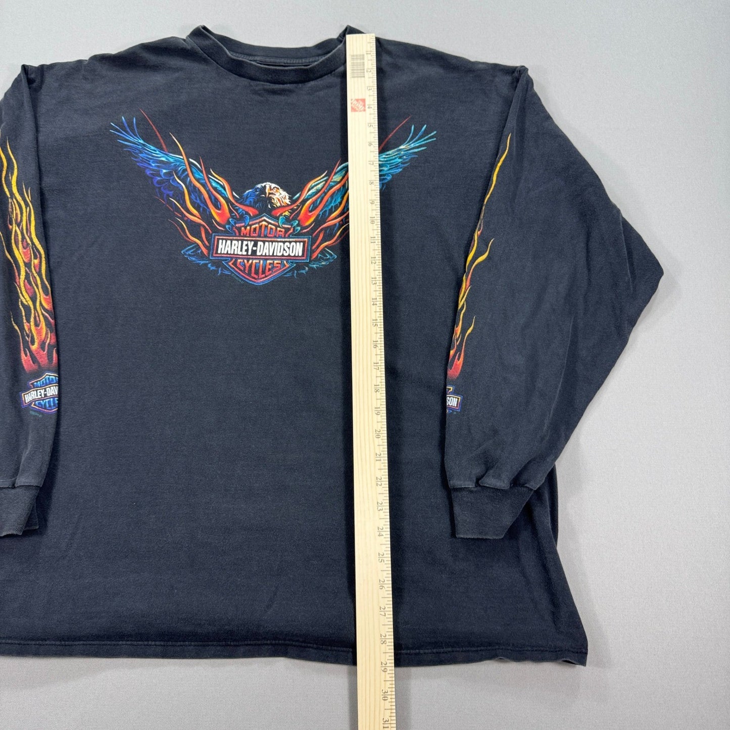 Vintage Harley Davidson T-Shirt mens 3XL Black Flames Sleeves Daytona Beach USA