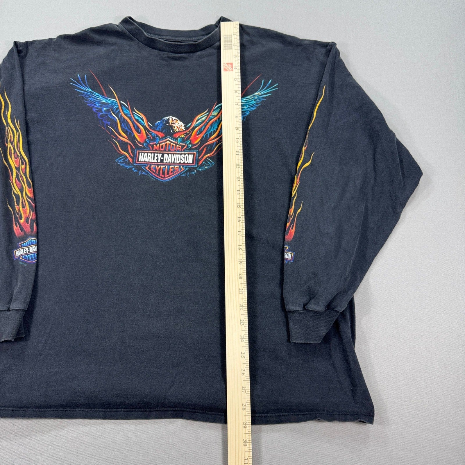 Vintage Harley Davidson T-Shirt mens 3XL Black Flames Sleeves Daytona Beach USA