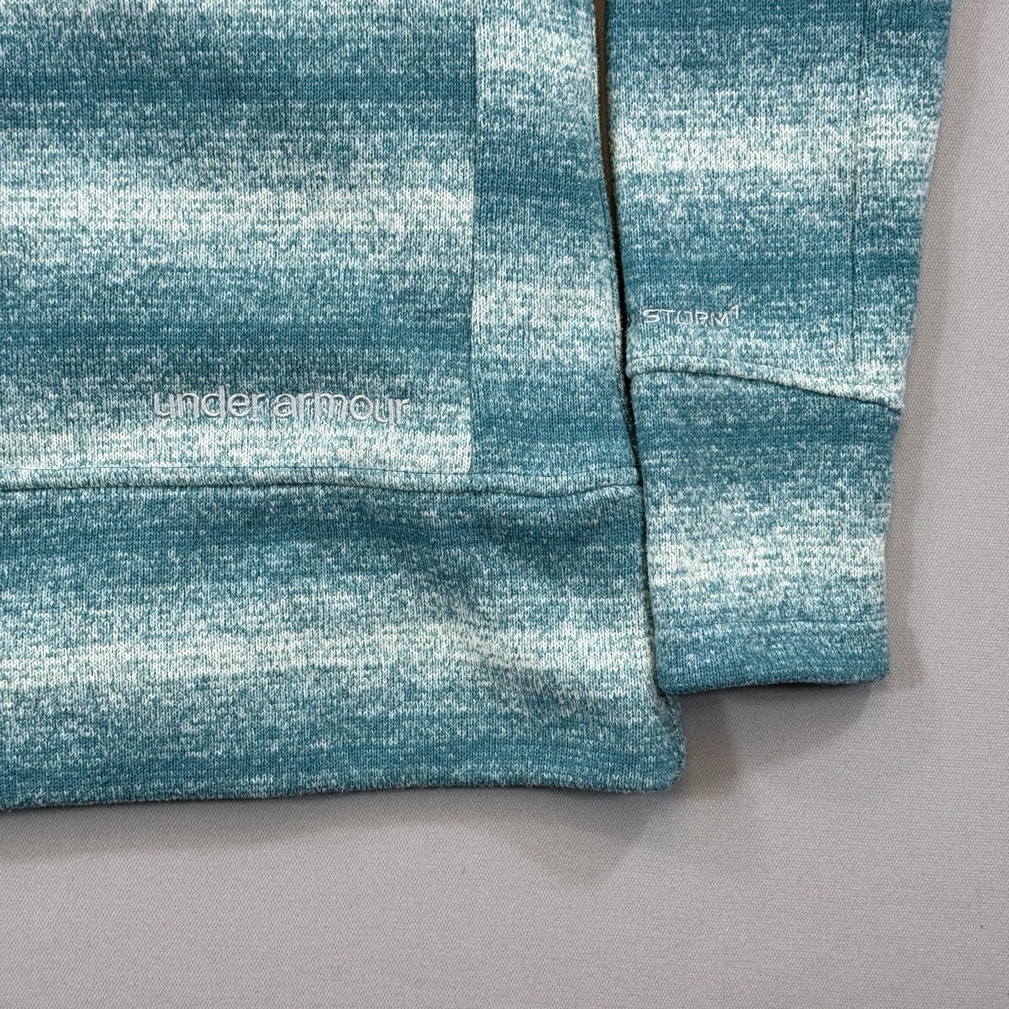 Under Armour Cold Gear Sweatshirt Womens Medium Green Striped Hoodie Full Zip