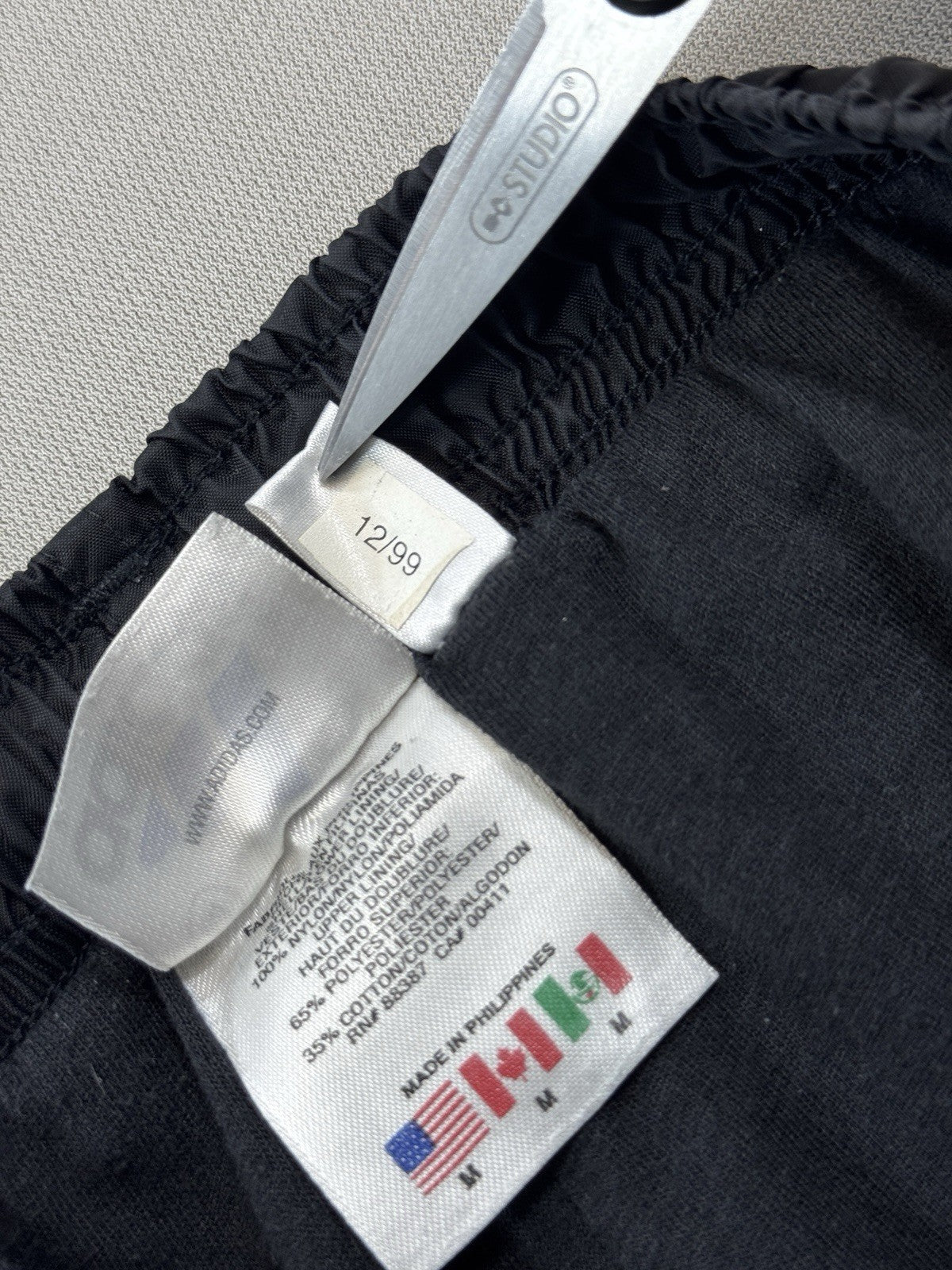 Vintage 90s Adidas Track Pants mens Medium Black Windbreaker Y2K Baggy Lined