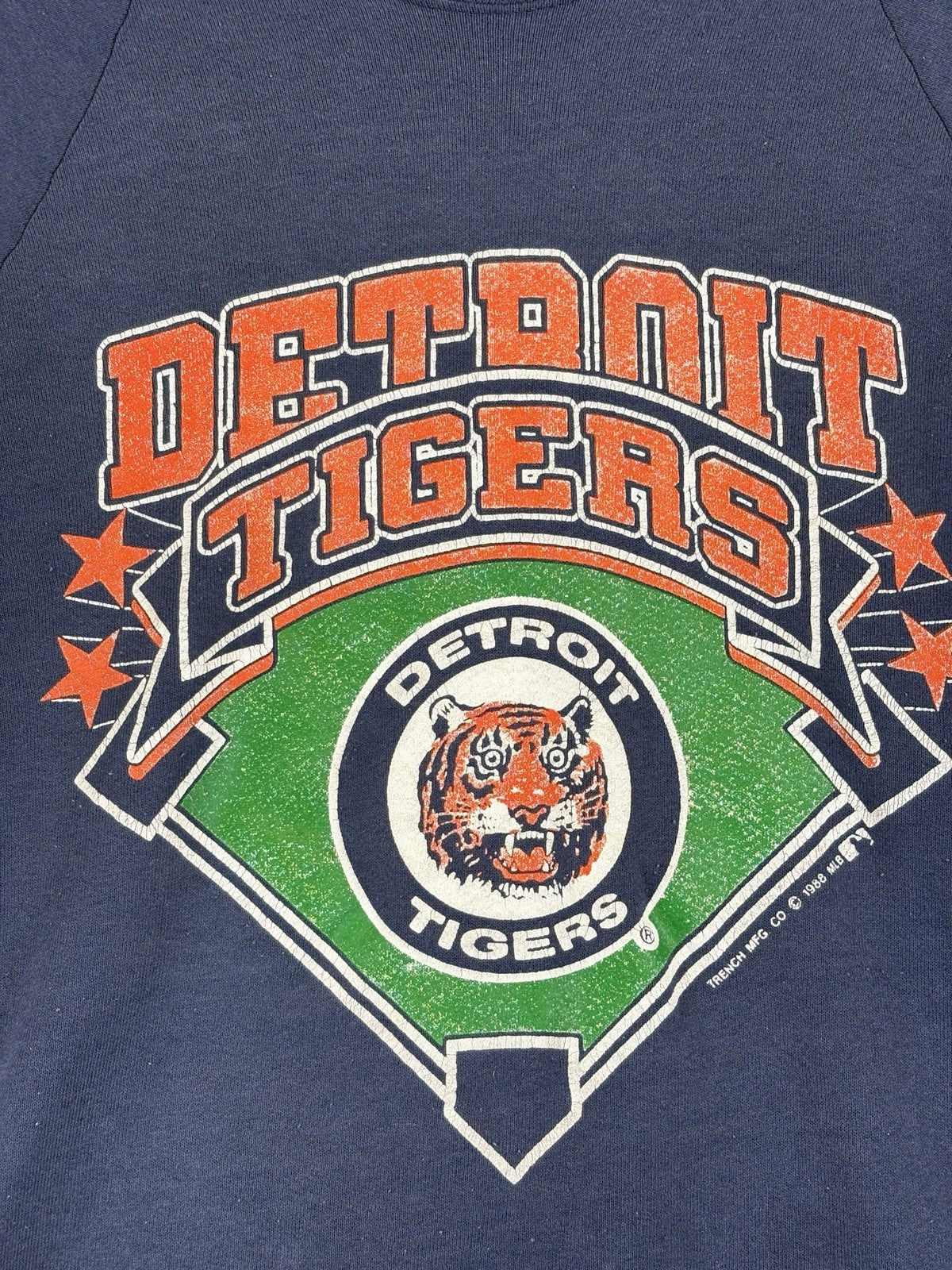 Vintage 80s Detroit Tigers Made In USA Sweatshirt Mens XL Blue Fruit Of The Loom