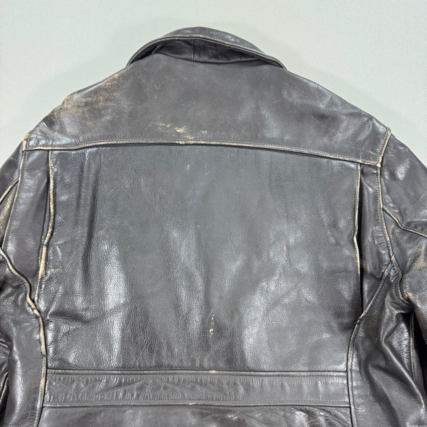 Vintage Super RARE Schott Bros Leather Coat Toggle Closure Mens Large Dark Brown