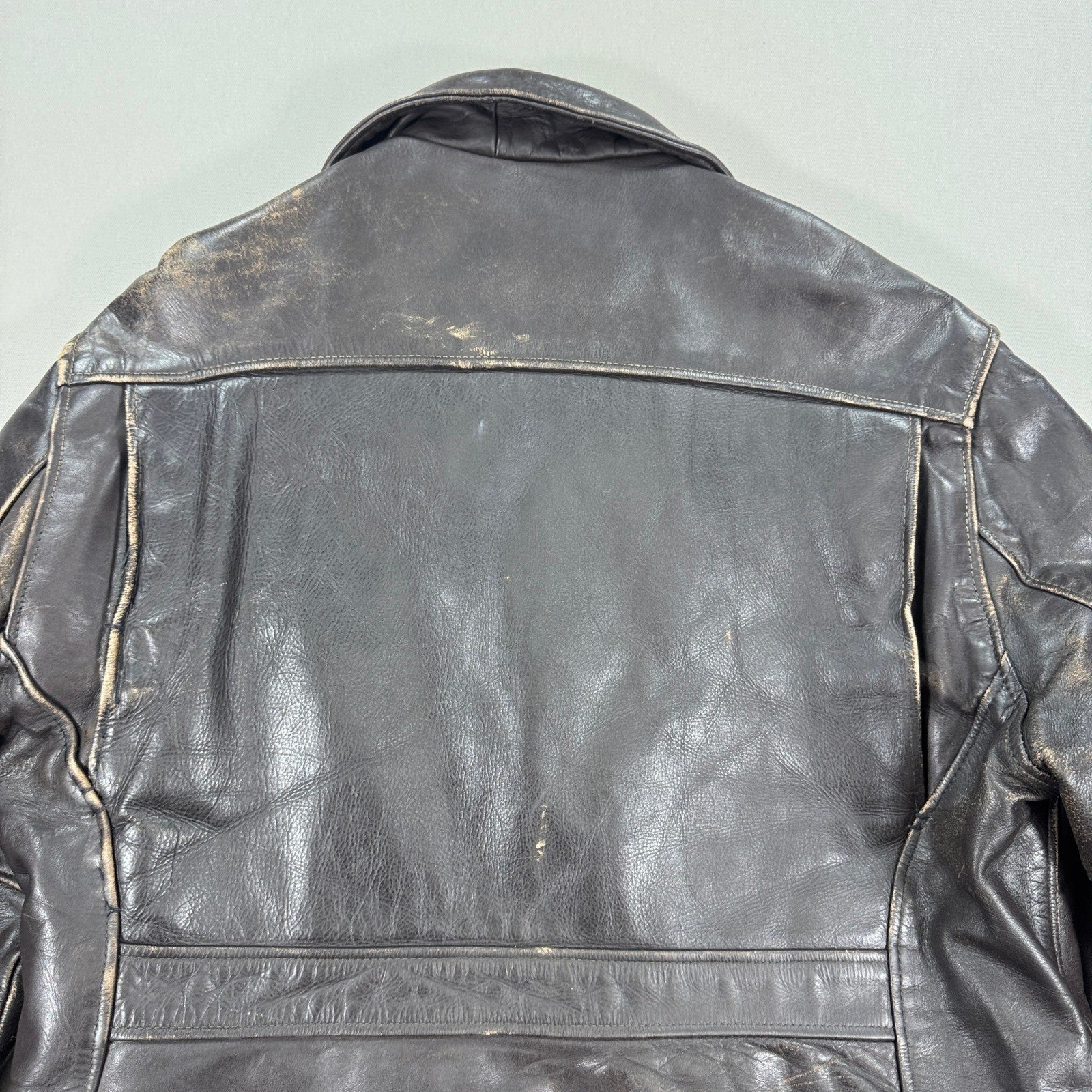 Vintage Super RARE Schott Bros Leather Coat Toggle Closure Mens Large Dark Brown