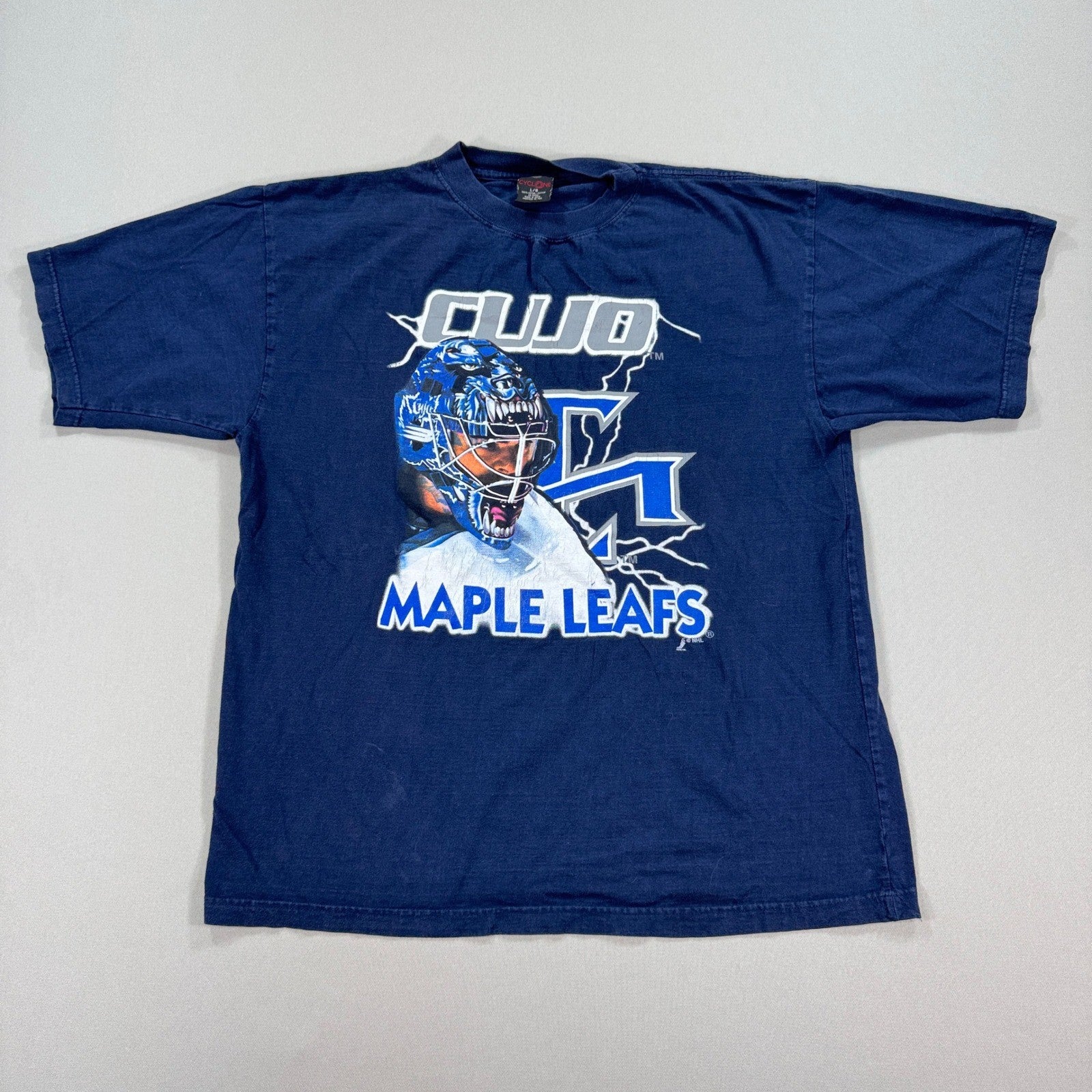 Vintage Toronto Maple Leafs Curtis Joseph Shirt NHL Hockey mens Large Navy Blue