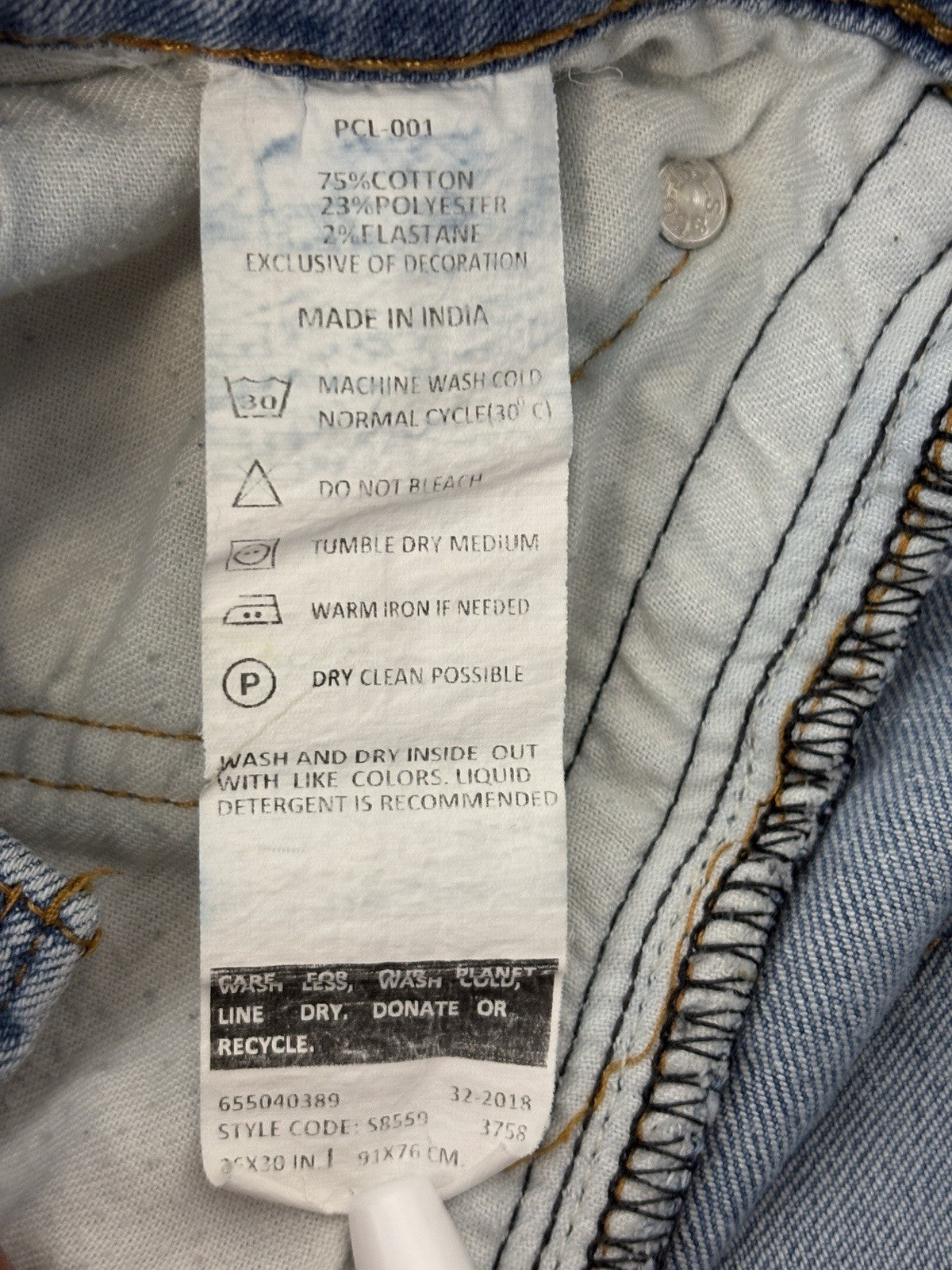 Levis 655040189 Jeans Skinny Straight Fit Mens Size 36x30 Blue Denim Light Wash