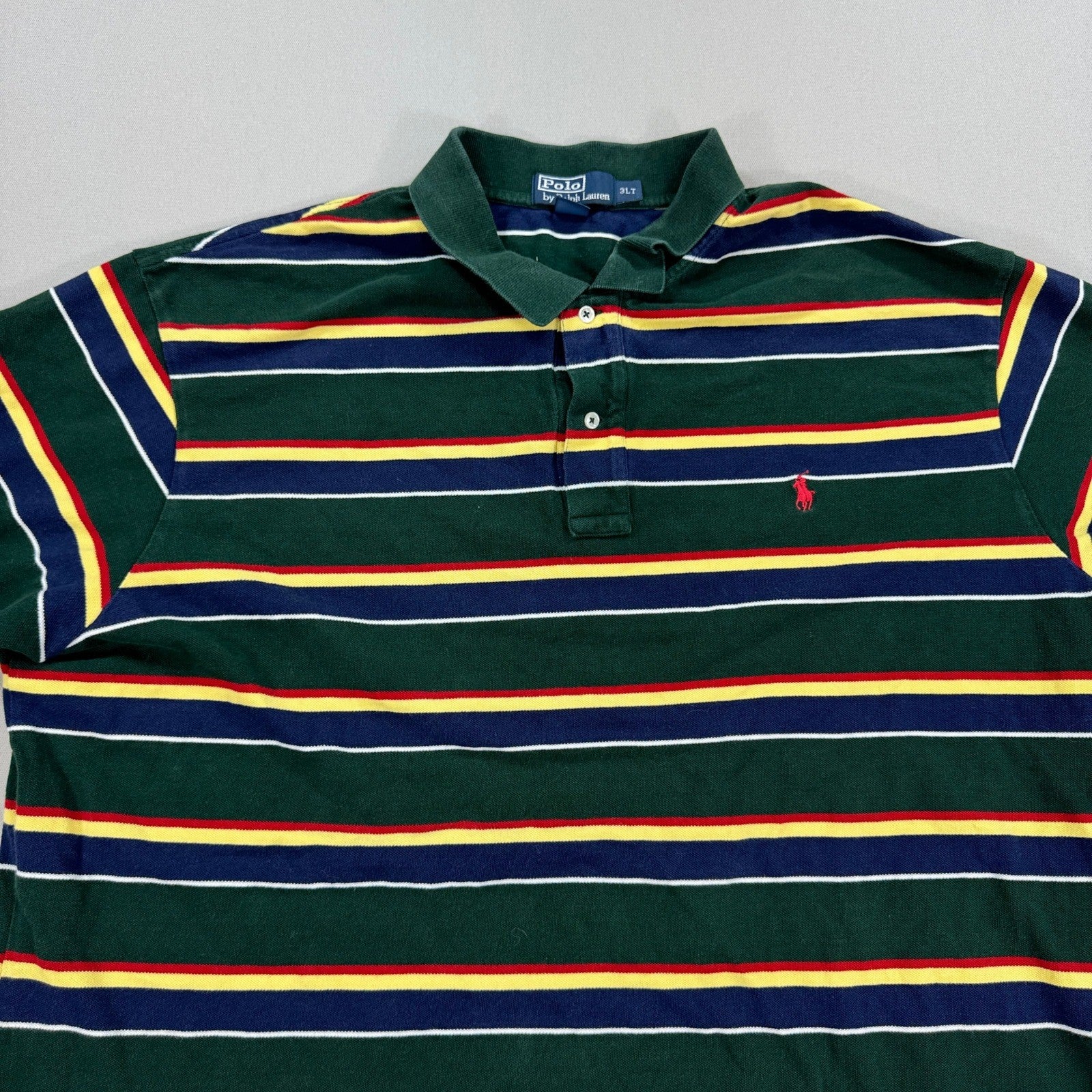 Polo by Ralph Lauren Polo Golf Shirt mens Size 3XLT Green Stripe Short Sleeve