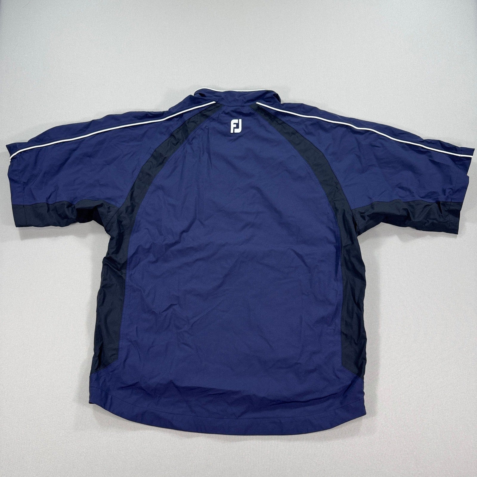 FootJoy DryJoys Tour Collection Short Sleeve Jacket mens M Blue 1/2 Zip