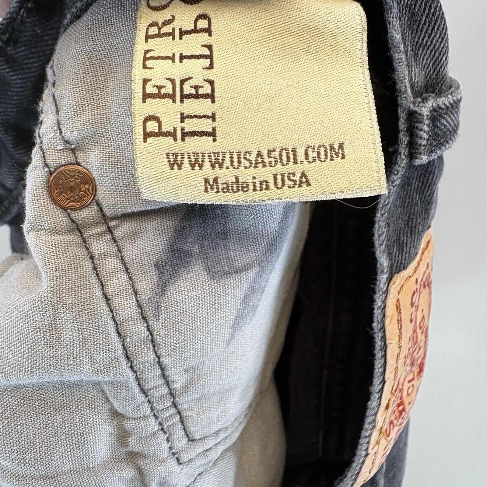 Vintage Petros Levis 501 Denim Shorts Black Distressed Womens 31x32 Made In USA