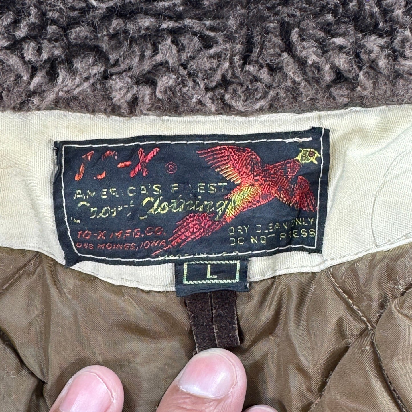 Vintage 10-X Shooting Jacket America's Finest Clothing mens Large Brown Patch