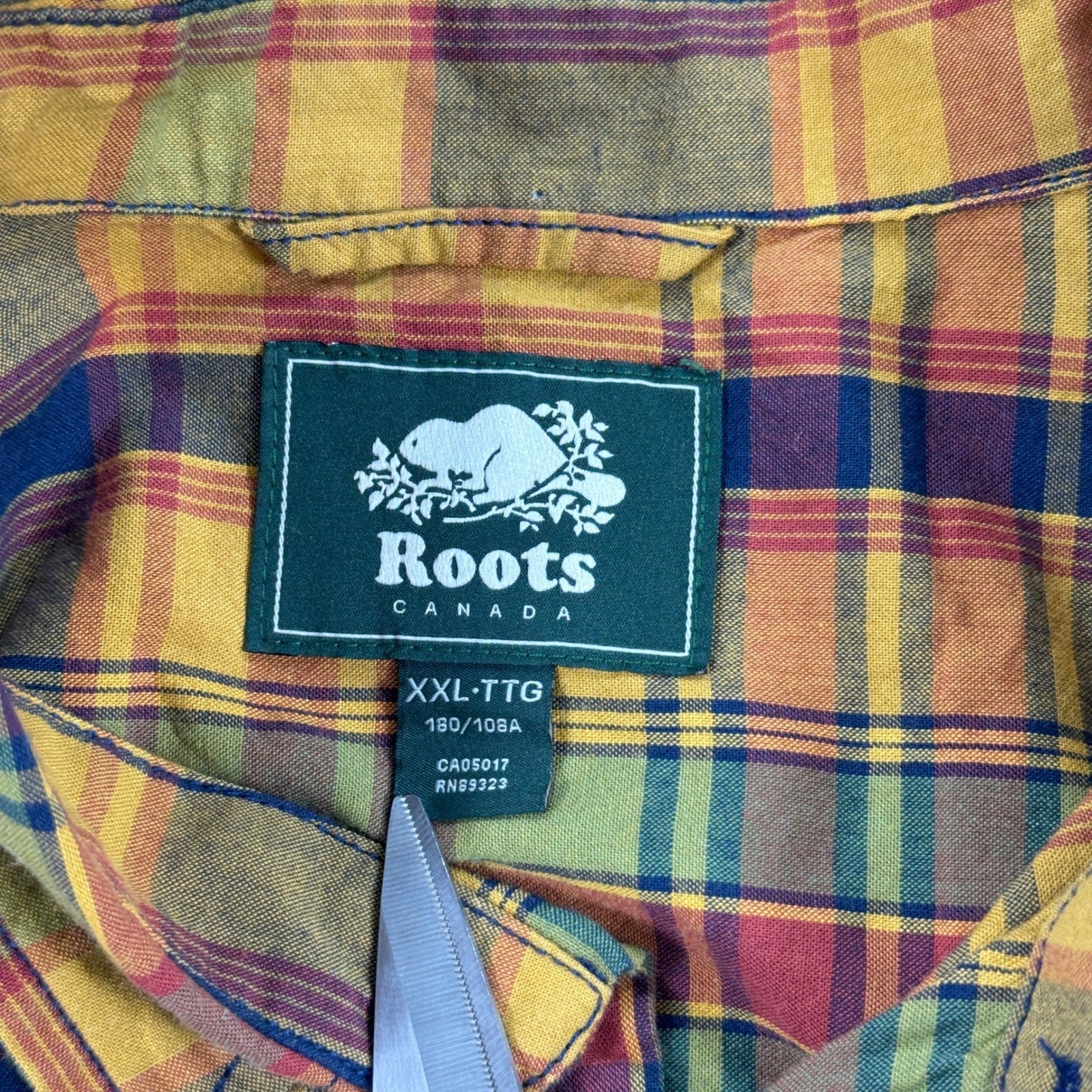NWT Roots Canada Club Lake Shirt mens 2XL Autumn Leaf Plaid Button Up Workwear