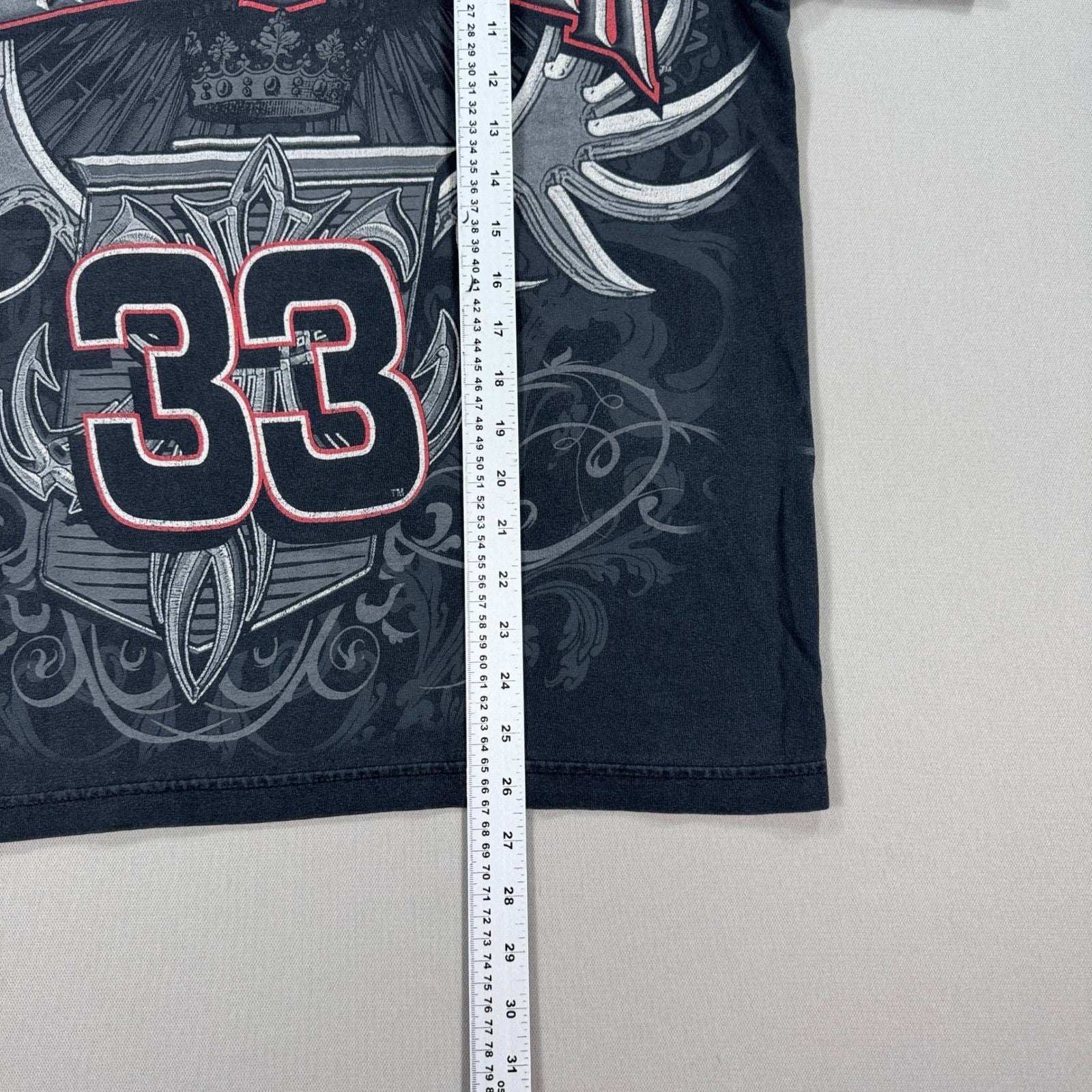 Vintage Clint Bowyer Cheerios NASCAR All Over Print T Shirt Mens Large Black #33